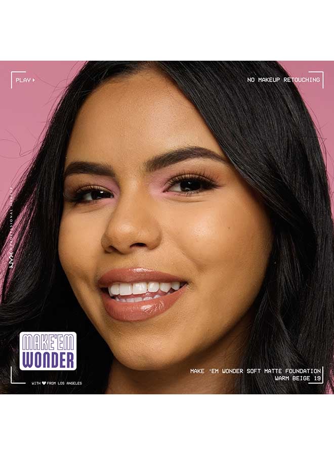 NYX PROFESSIONAL MAKEUP Make 'EM Wonder, 24H Soft Matte Foundation, Undetectable  Finish, Warm Beige - Image 4